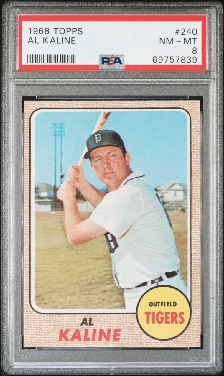 1968 Topps #240 AL KALINE HOF Detroit Tigers PSA 8