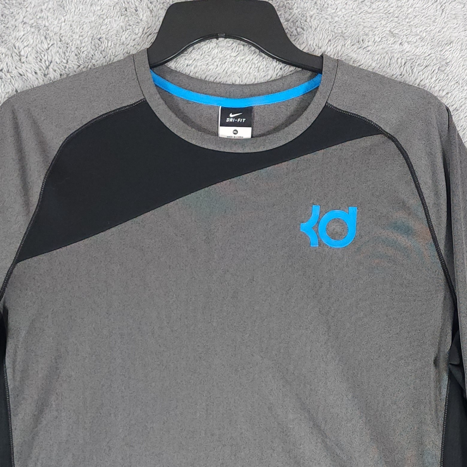 Nike KD Shirt Mens XL Gray Dri Fit Kevin Durant Pullover Long Sleeve Basketball
