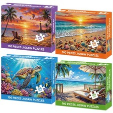 4 Pack Nature 100 Piece Jigsaw Puzzles for Adults Seniors