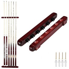 Wall Mounted Wooden Billiard Cue Rack Holder for 6 Pool Cues
