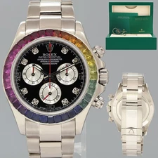MINT Rolex Daytona Black Diamond Sapphire 116509 Cosmograph White Gold Watch