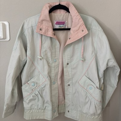 Innovations by Izzi Vintage 90s Light Blue Pink Snap Drawstring Jacket L