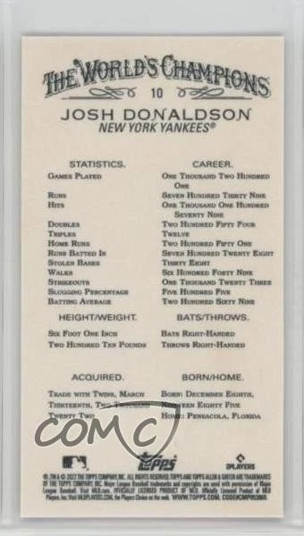 2022 Topps Allen & Ginter X Mini Josh Donaldson #10 - Image 2 of 2