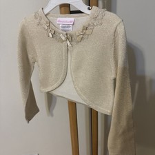 Bonnie Jean Girls Size 6 Sweater Gold Holiday NEW NWT bolero Bows
