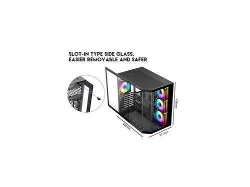 DIYPC ARGB-N3-BK Black USB3.0/ Type C Tempered Glass E-ATX /ATX Gaming Computer - Picture 3 of 5
