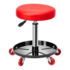 Rolling Garage Stool Adjustable Mechanic Work Shop Seat With Tool Tray Storage