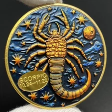 Scorpio Commemorative Coin Enamel Zodiac Coin Collectible Lucky Token Medal Gift