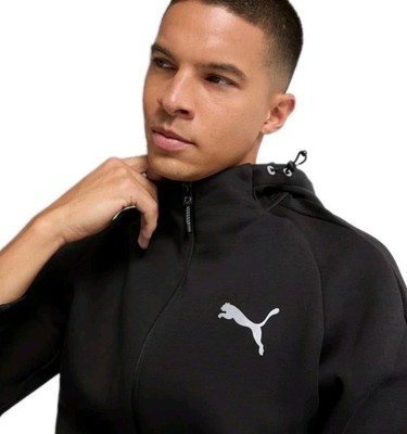 PUMA Evostripe Black Full-Zip Long-Sleeves Hoodie Zip Pockets Jacket Size Large 