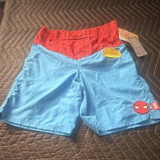 Disney Marvel Boys Swim Shorts 9/10 Spider-Man Blue Red 100 Polyester UPF
