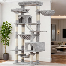 Cat Tree, 71-Inch-Tall Tower for Indoor Cats with 2 Perches, 2 Big Condos, 2 Ham