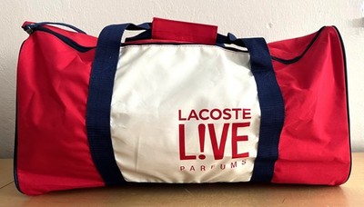 Lacoste Live Parfums Weekender Sport/Gym White Blue Duffle Bag  21 x 10 x 10''