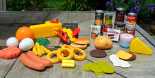 Vintage 1980's-1990's Lot Pretend Play Realistic Toy Food Cans Mixer Onion Rings