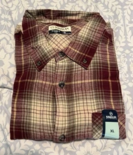 Magellan Outdoors Canyon Creek Flannel Shirt MAROON/BEIGE Plaid Button Up NWT