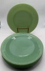 6 Vintage 1940's Fire King Glass Jadeite Jane Ray Ribbed Salad/Desert Plates