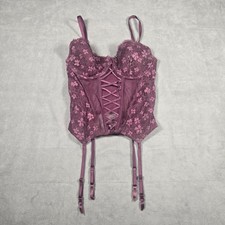 Victoria Secret Sexy Borgoña Corsé Bustier Sujetador de Encaje Transparente Lencería Talla XL NUEVO CON ETIQUETAS