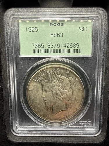 1925 PCGS OGH MS 63 Peace Silver Dollar