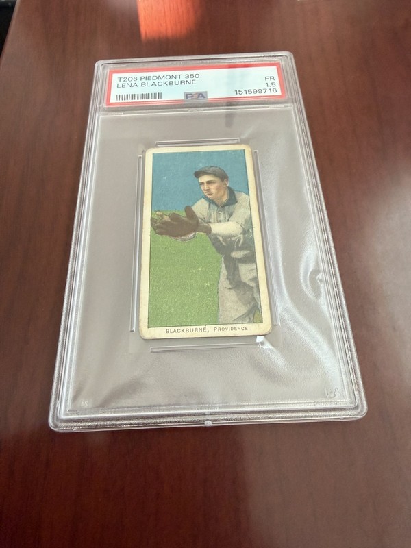 1909-11 T206 Piedmont 350 Lena Blackburne Rookie Card. PSA 1.5