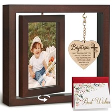 Baby Blessings Baptism Rotating Floating Picture Frame Gifts for Babys Girl B...