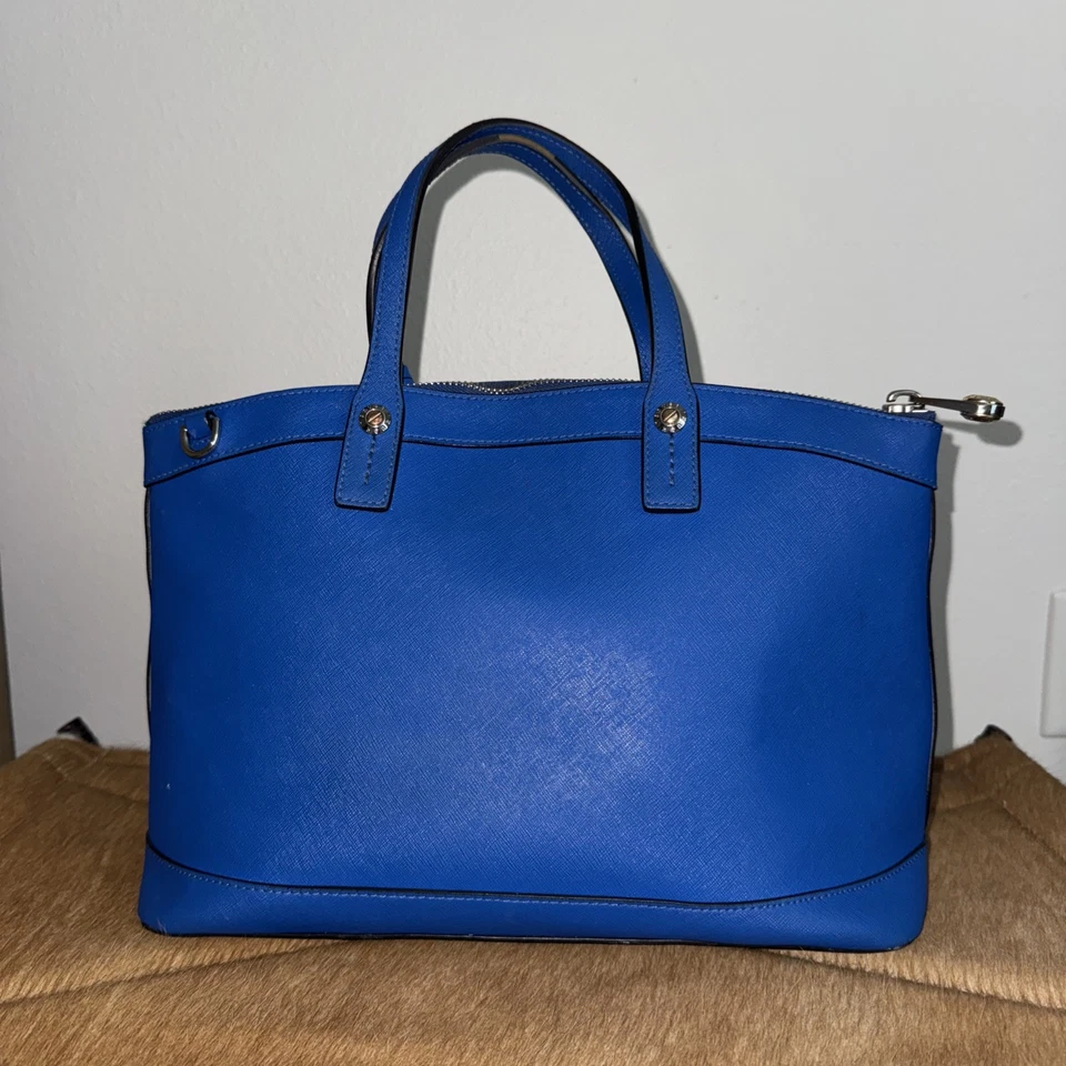 Luxury Leather Henri Bendel West 57th BRIGHT BLUE Purse Handbag - Image 3 of 4