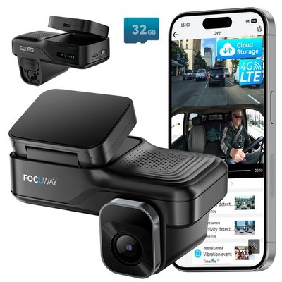 Dash Cam Front Inside, 4G LTE Security Camera for Car, Remote Live-View, Instant