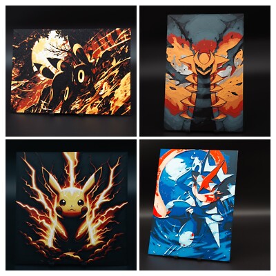 Pokemon Decor- Hueforge - 3D printed Artwork - Umbreon,Pikachu,Greninja,Giratina
