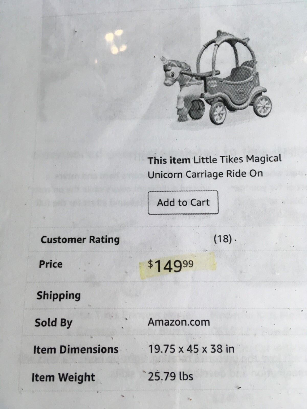 little tikes magical unicorn carriage