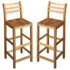 2 pcs Bar Chairs Solid Acacia Wood Home Pub Chair Kitchen Dining Counter Stools