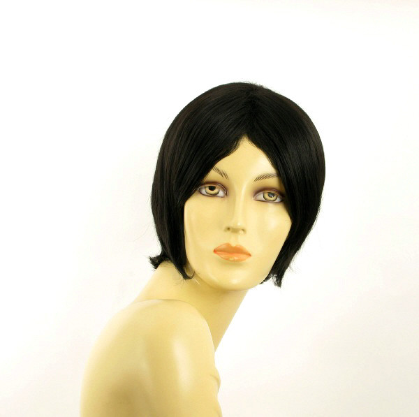 Perruque courte châtain foncé femme brune Blandine 2 cheveux synthétiques
