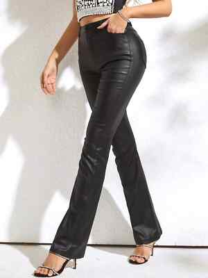 Handmade Stylish Party Slim Fit Pants Women Black Lambskin Genuine Soft Leather