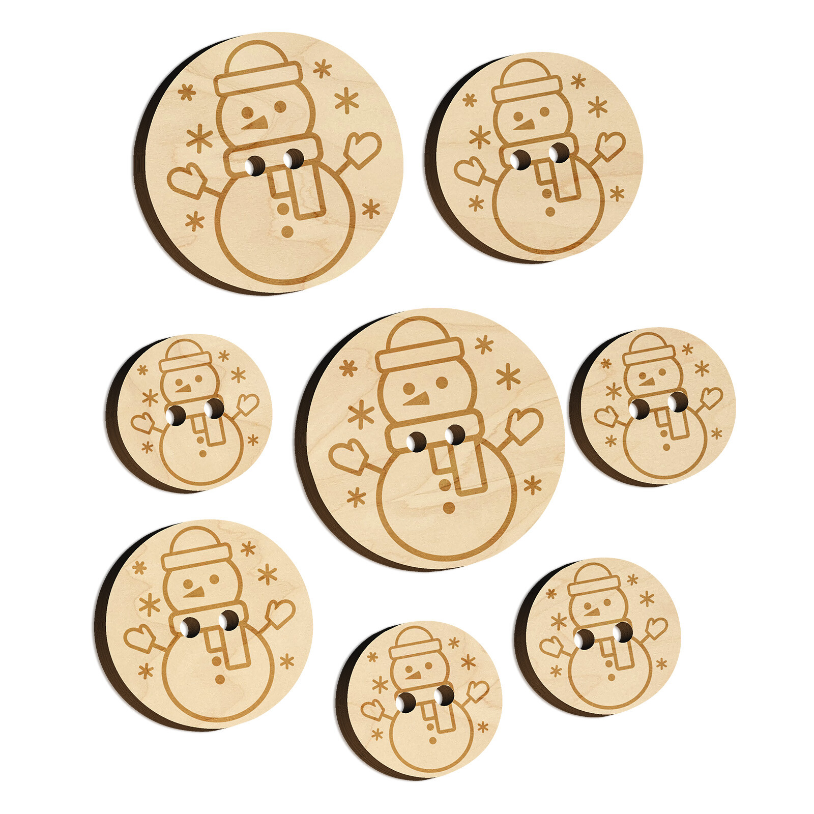 Snowman Hat and Scarf Wood Buttons for Sewing Knitting Crochet DIY Craft