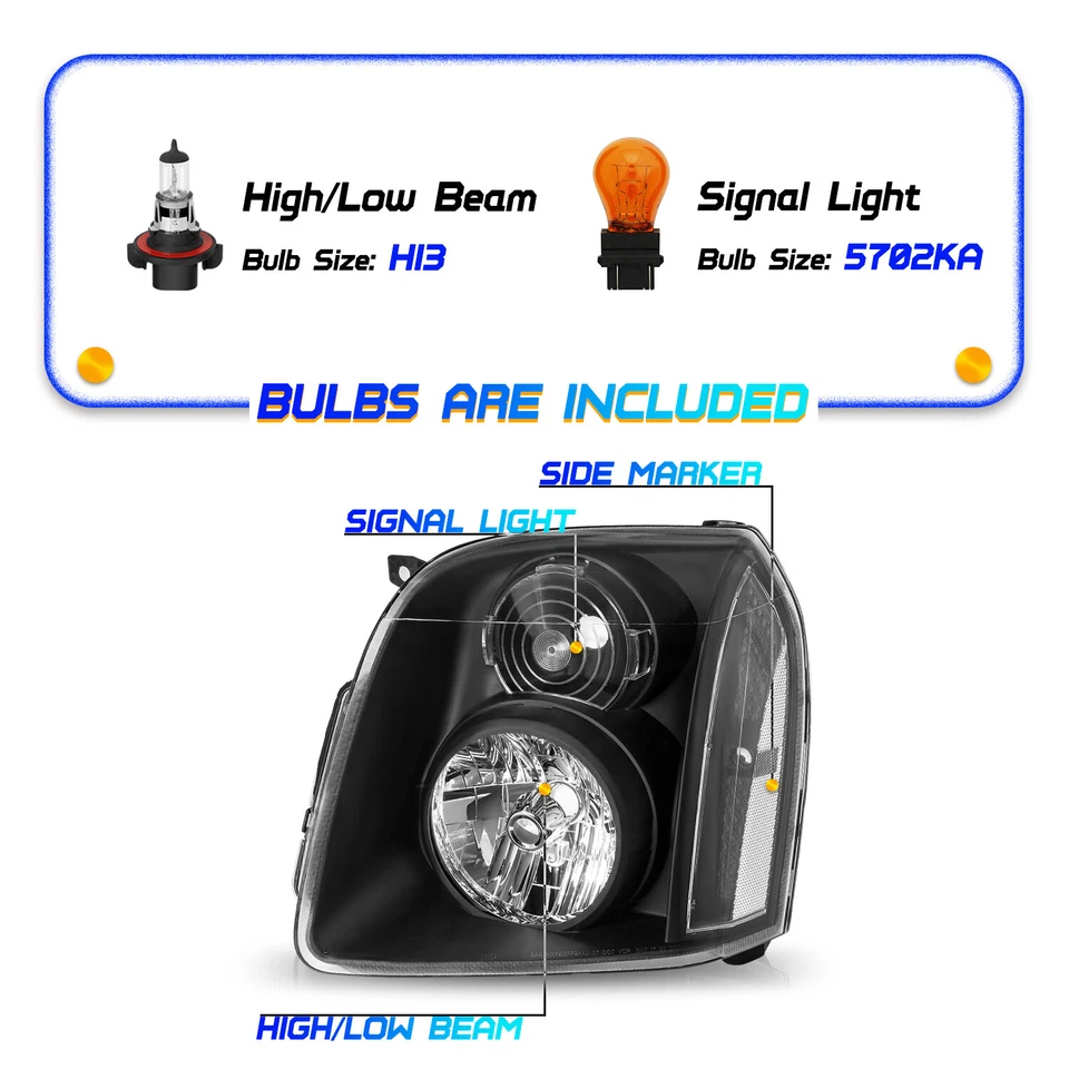 For 2007-2014 GMC Yukon XL 1500 2500 Denali [OE Style] Headlights Assembly LH+RH - Image 2 of 4