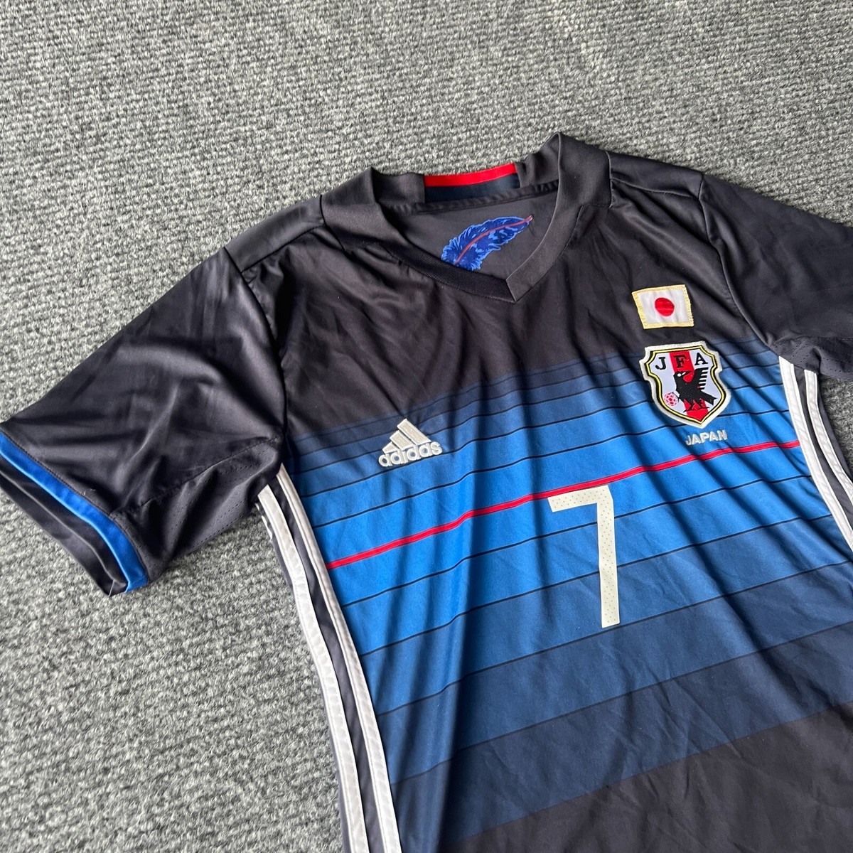 Jwave ラジオ ブルー Mサイズ サッカーシャツ 81.3 JFA Japan Soccer Jersey Mens Medium Black Blue Short Sleeve