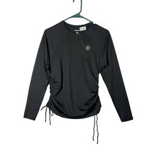 NEW Women's Hurley Long Sleeve Crew Neck Rash Guard Shirt UPF 50 Small Black