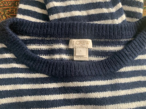 Maglione J.Crew nero a righe geometrico nordico Fair Isle misto lana, donna grande - Foto 7 di 9