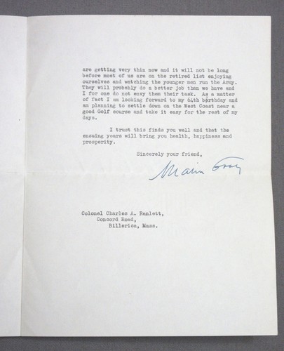 1938 Carta tipográfica firmada por el general Malin Craig al coronel Charles A. Ranlett - Imagen 3 de 9