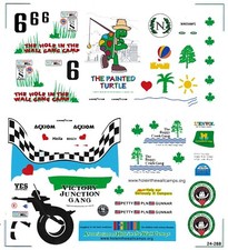  6 Hole in the Wall Porsche 1/64th HO Scale Slot Car Waterslide Decals