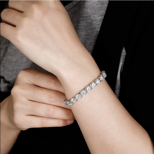 3-6.5MM VVS1 Moissanite Tennis Bracelet For Women Men Chain Sterling Silver GRA - Picture 2 of 19