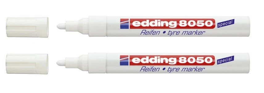 2x Edding 8050 Reifenmarker Reifen Permanentmarker weiß Gummimarker tyre marker