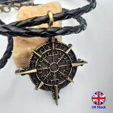Viking Vegvisir Compass Rune Pendant Necklace – Odin’s Protection Symbol
