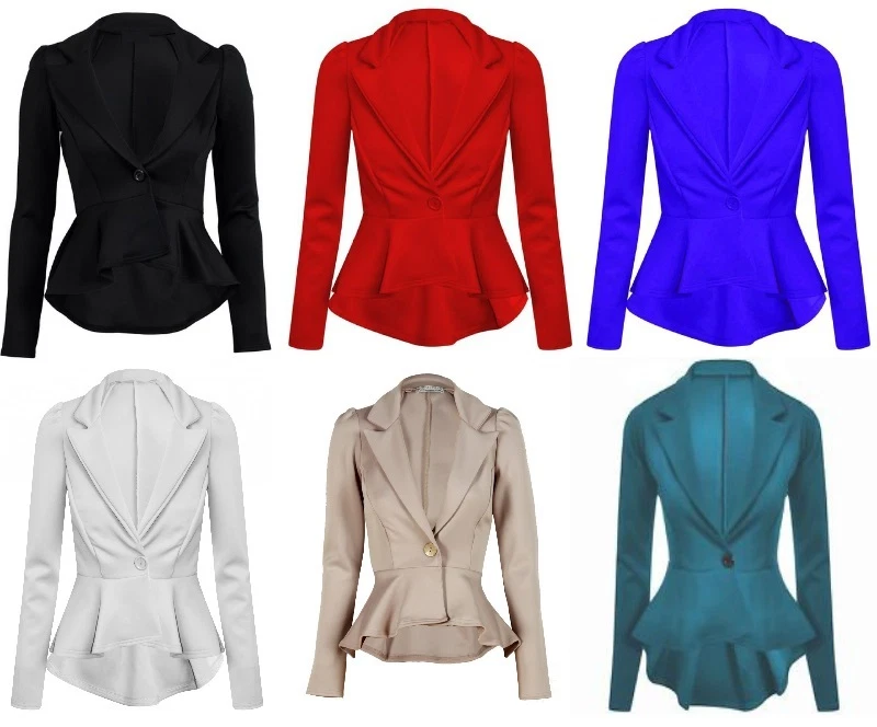 Ladies Long Sleeved Peplum Blazer Jacket Size Button Closure 8 - 16
Opens in a new window or tab