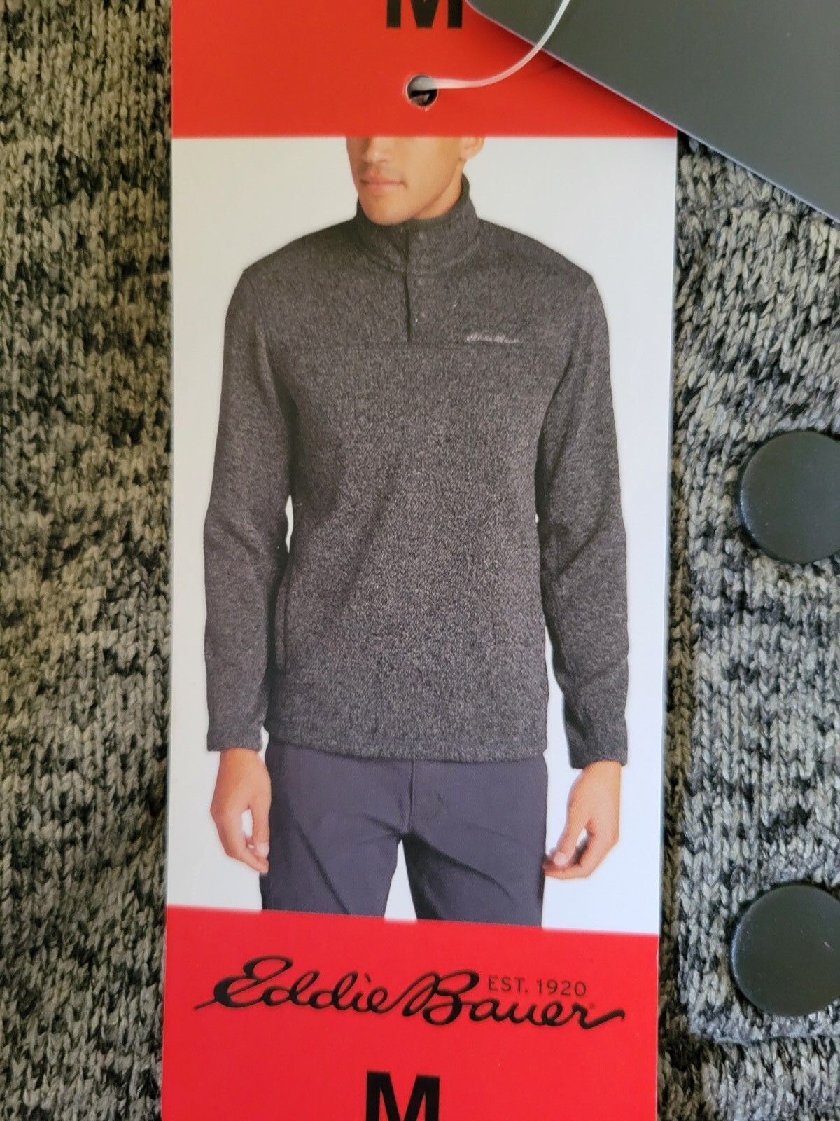 Eddie Bauer Mens Radiator Fleece Pullover 1/4 Snap Front Sweater