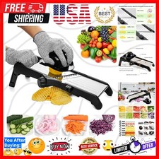 Stainless Steel Mandoline Slicer with Multi-Adjustable Blades & Safety Features