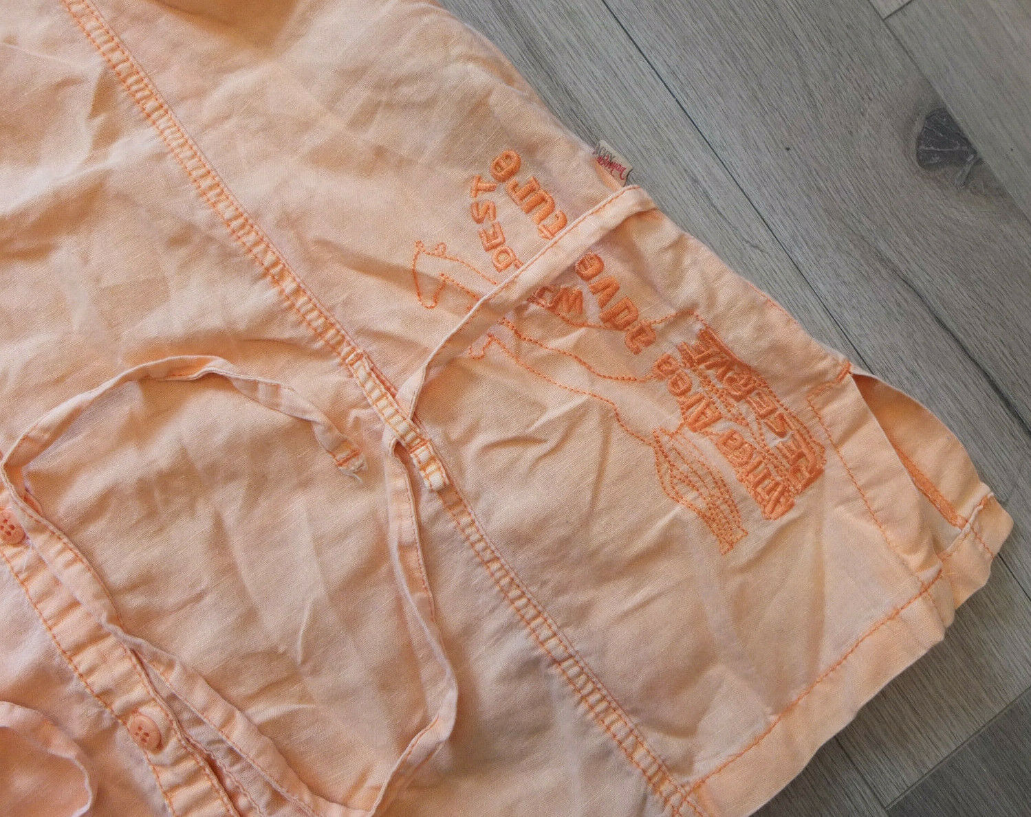 Soccx Summer Linen Tunic Blouse Size 124 8/12ft Top 3/4- short Sleeve  Apricot