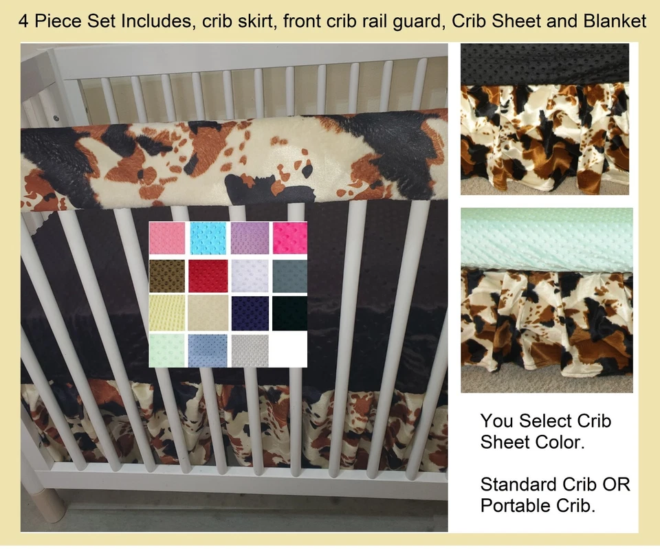 Juego de ropa de cama para bebé occidental estilo granja y país con estampado de vaca  Foto 4 de 4