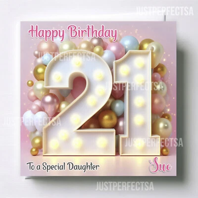 JUST_PERFECTSA 21st Birthday Card Girls for Granddaughter Niece Daughter,21st card in pink,gold