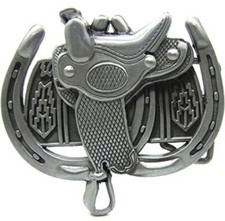 Cowboy Horse Saddle Belt Buckle Metal BU91