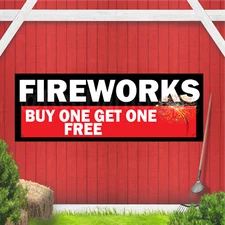 Fireworks Buy one Get One Free Indoor Outdoor Vinyl Banner Design