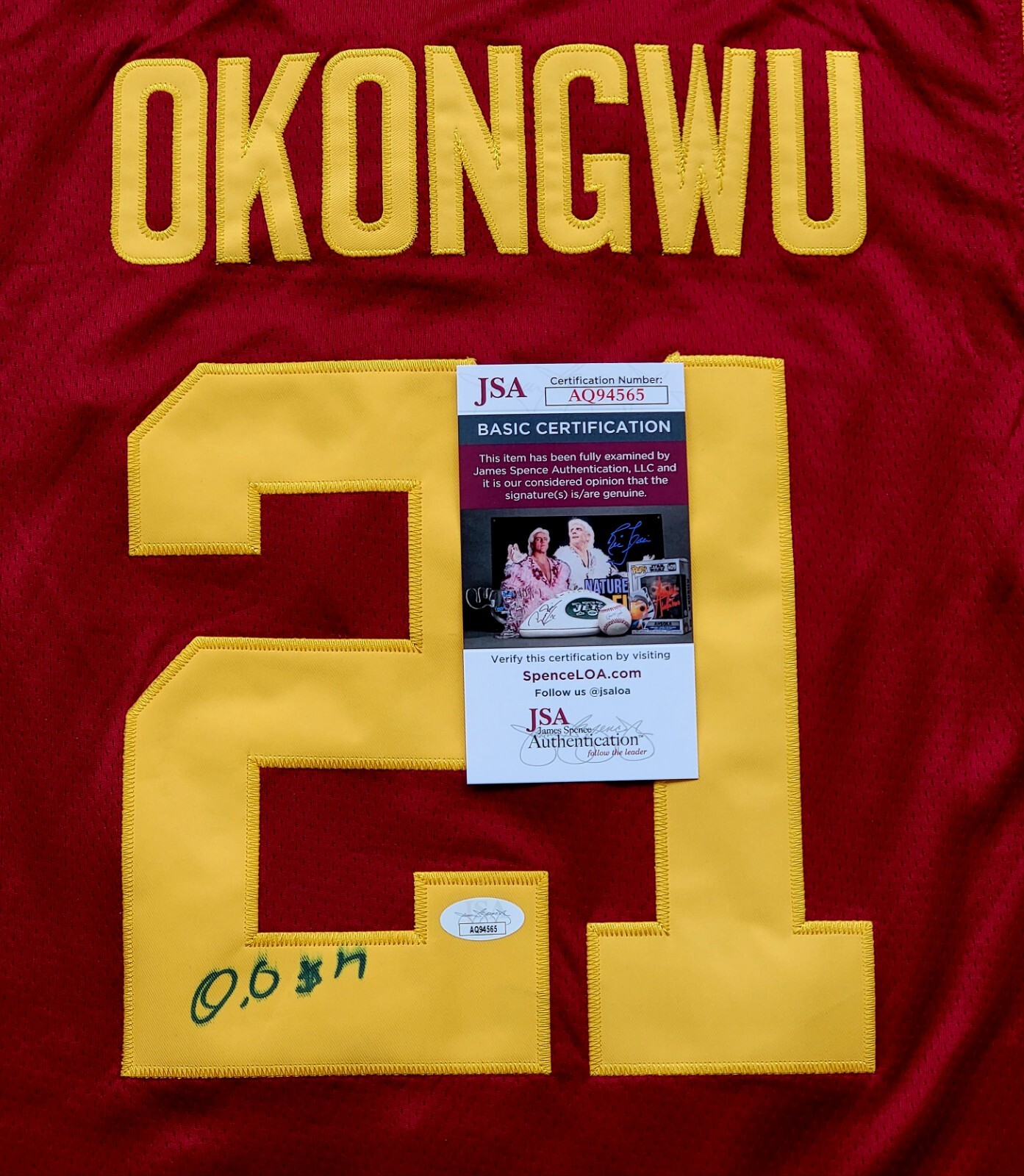 Onyeka Okongwu Signed USC Trojans Jersey Signed In Person. JSA CERTIFIED 