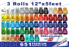 3 rolls 12" Adhesive Backed Vinyl for Craft Die & Sign Cutters,  Quality Product