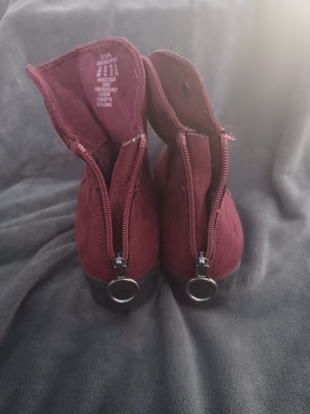Two Pair Basic Edition Boots Zip In Back Burgundy… - image 8
